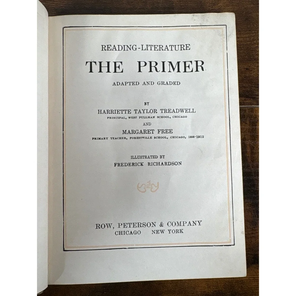 Antique 1910 The Primer Reading-Literature Treadwell Free Hardcover School Book